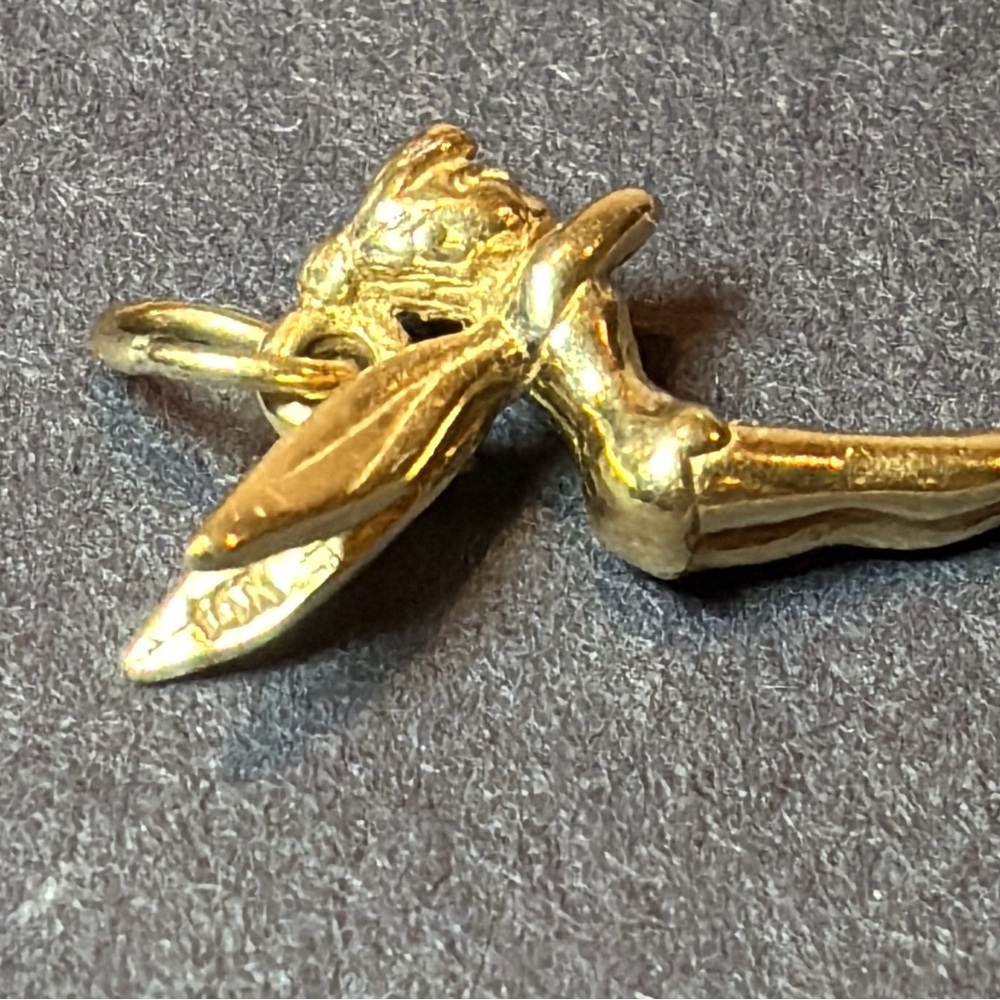 Gold Fairy Pendant Charm Necklace Accent Disney Tinkerbell vintage 14kt - Picture 3 of 5
